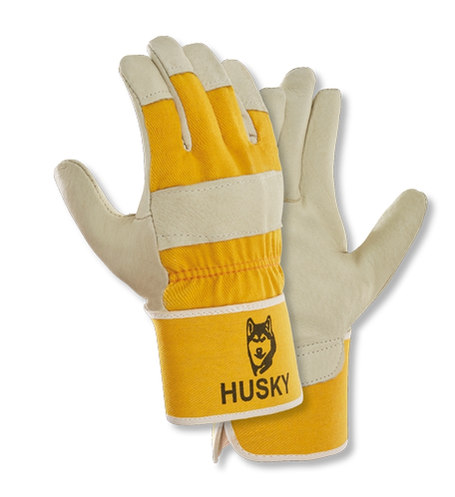 teXXor® Büffelvollleder-Winterhandschuhe HUSKY Leder natur, Drell gelb