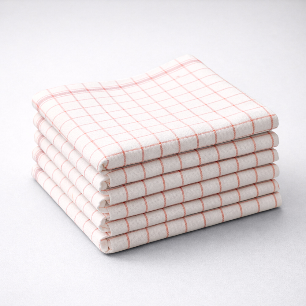 Küchentuch, 60 x 80 cm, weiß-rot, 5er Pack