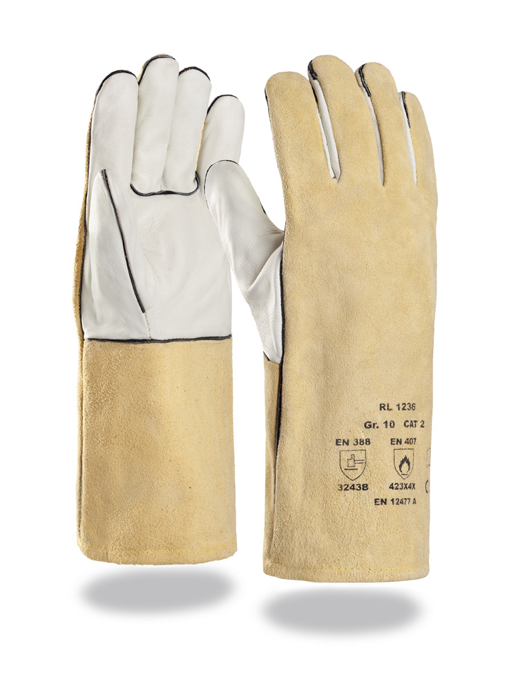 Schweißer | 5-Finger-Kombi | Rindlederhandschuh | Größe 10 | Länge 35 cm
