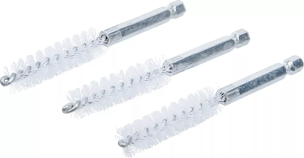 Nylonbürste, 12 mm, Antrieb Außensechskant 6,3 mm (1/4"), 3-tlg.