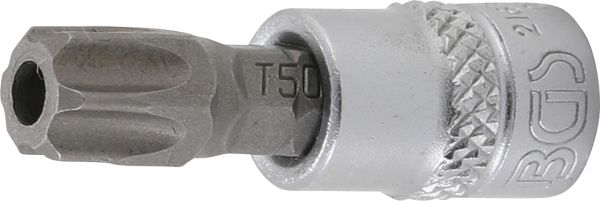 Bit-Einsatz | Antrieb Innenvierkant 6,3 mm (1/4&quot;) | T-Profil (für Torx) mit Bohrung T50