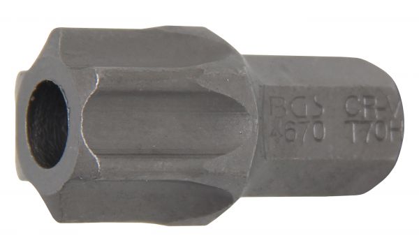 3/8" für Torx Bit Antrieb Außensechskant 10 mm - T-Profil mit Bohrung T70 
