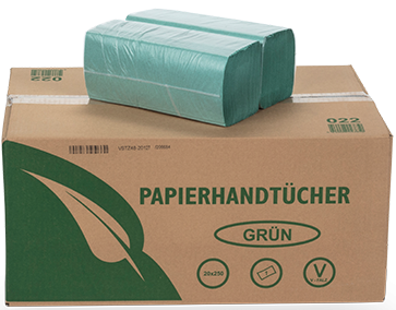 Papierhandtücher 1-lagig grün ZZ-Falz 25x21 cm 5000 Stück pro Karton