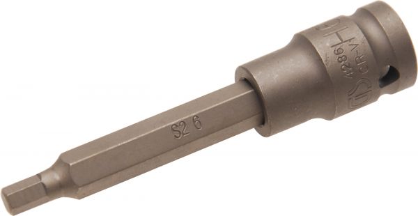 Kraft-Bit-Einsatz | Länge 100 mm | Antrieb Innenvierkant 12,5 mm (1/2&quot;) | Innensechskant 6 mm