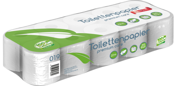 Toilettenpapier 2-lagig 100% Zellstoff-200 Blatt, 10 Rollen