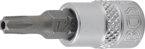 Bit-Einsatz | Antrieb Innenvierkant 6,3 mm (1/4&quot;) | T-Profil (für Torx) mit Bohrung T25