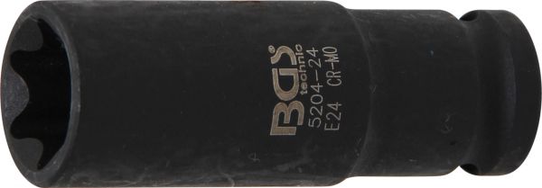 Kraft-Steckschlüssel-Einsatz E-Profil, tief | Antrieb Innenvierkant 12,5 mm (1/2&quot;) | SW E24
