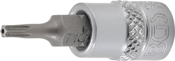 Bit-Einsatz | Antrieb Innenvierkant 6,3 mm (1/4&quot;) | T-Profil (für Torx) mit Bohrung T10