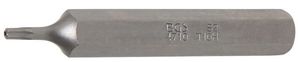 Bit | Länge 75 mm | Antrieb Außensechskant 10 mm (3/8&quot;) | T-Profil (für Torx) mit Bohrung T10