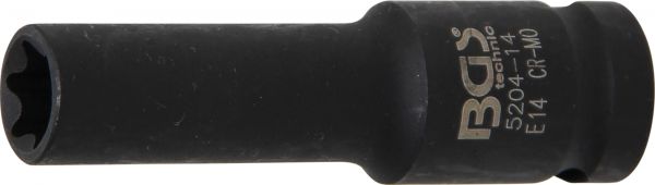 Kraft-Steckschlüssel-Einsatz E-Profil, tief | Antrieb Innenvierkant 12,5 mm (1/2&quot;) | SW E14