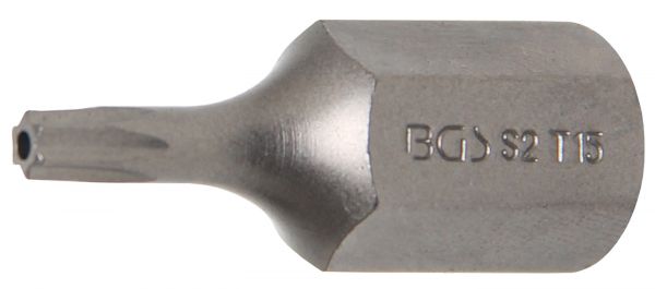 Bit | Antrieb Außensechskant 10 mm (3/8&quot;) | T-Profil (für Torx) mit Bohrung T15
