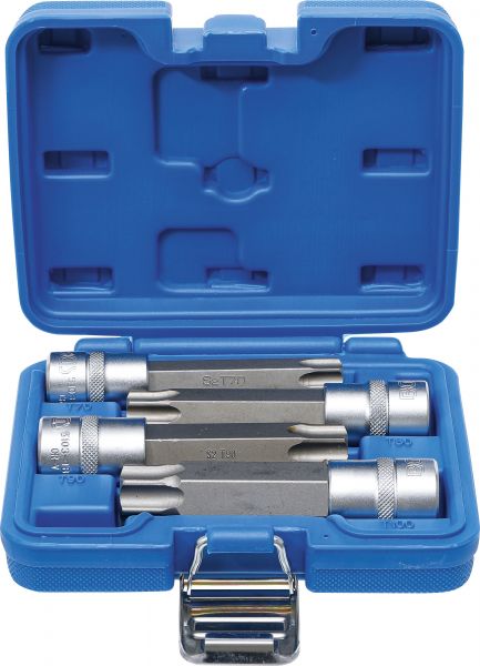 Bit-Einsatz-Satz | Antrieb Innenvierkant 12,5 mm (1/2&quot;) | T-Profil (für Torx) mit Bohrung | 4-tlg.